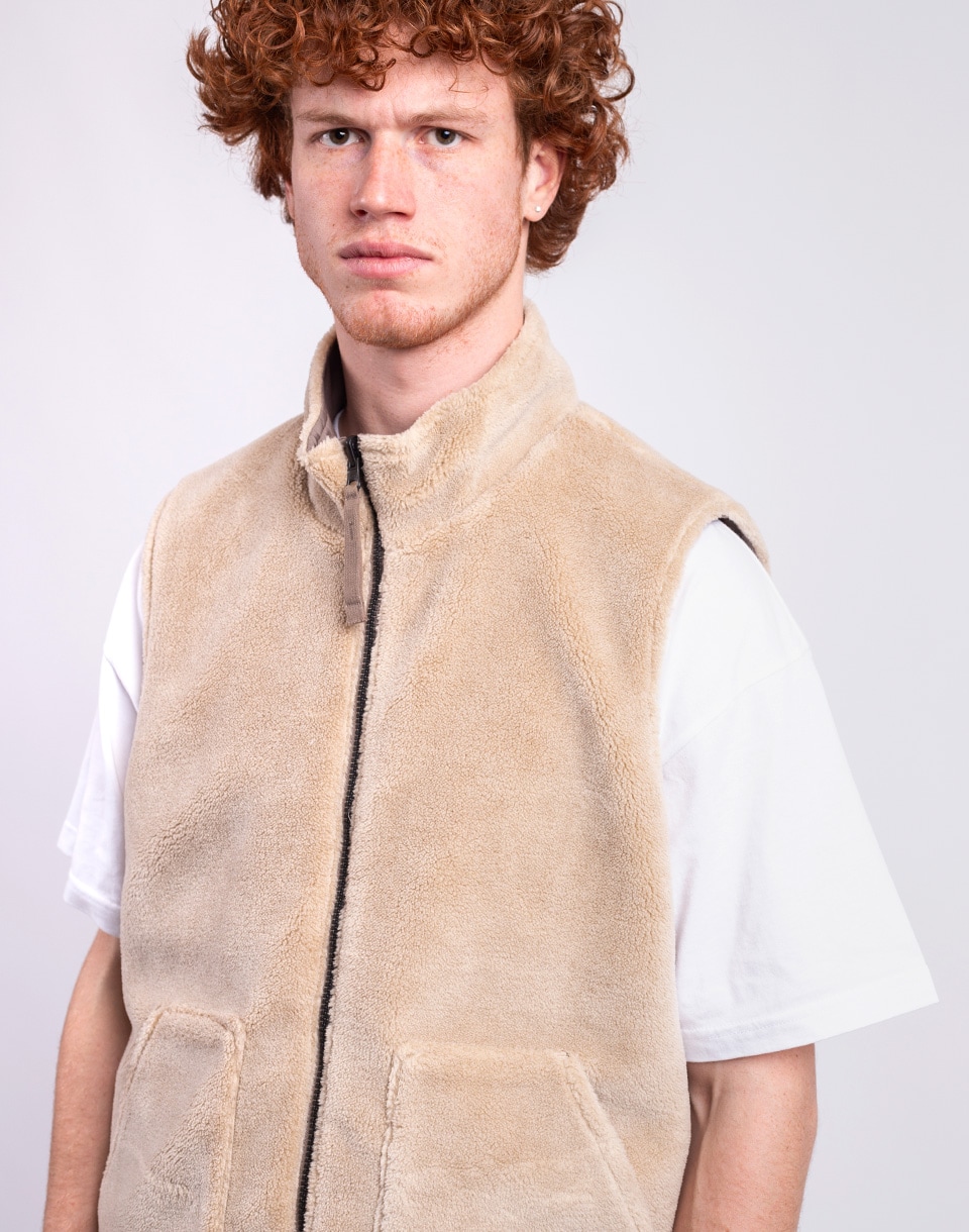 Taion Non Down Military Reversible Boa Hi Neck Vest L.MOCHA×BEIGE M