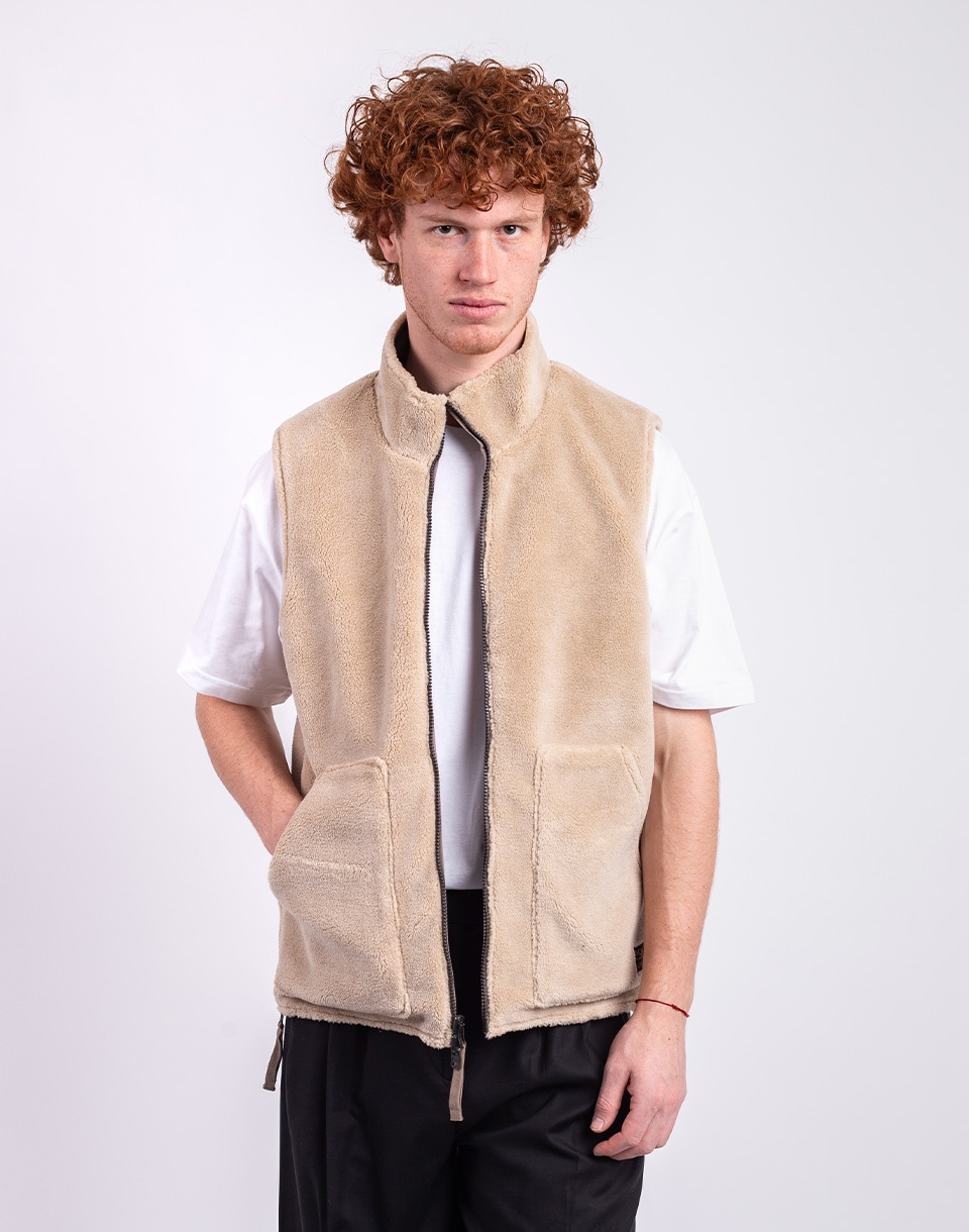 Taion Non Down Military Reversible Boa Hi Neck Vest L.MOCHA×BEIGE M