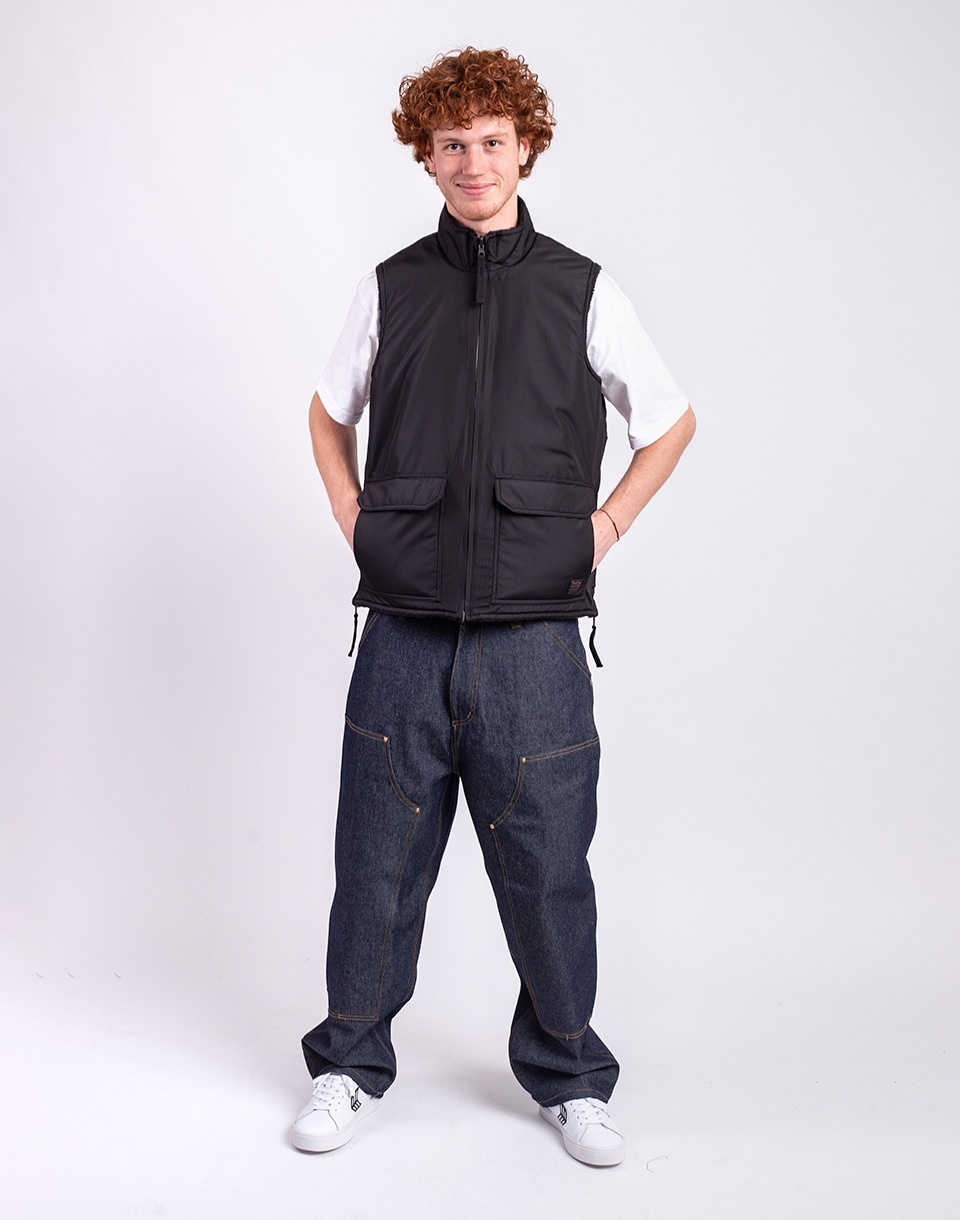 Taion Non Down Military Reversible Boa Hi Neck Vest BLACK×BLACK M