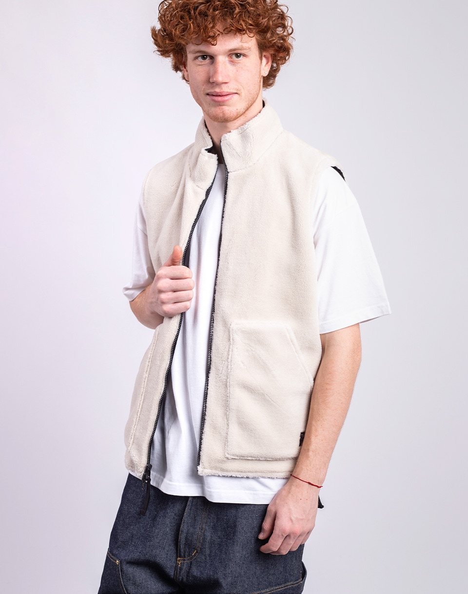 Taion Non Down Military Reversible Boa Hi Neck Vest BLACK×CREAM S