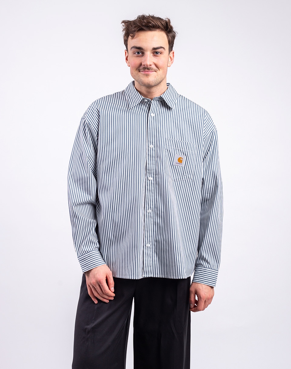Carhartt WIP L/S Daldry Shirt Daldry Stripe, Office Blue L
