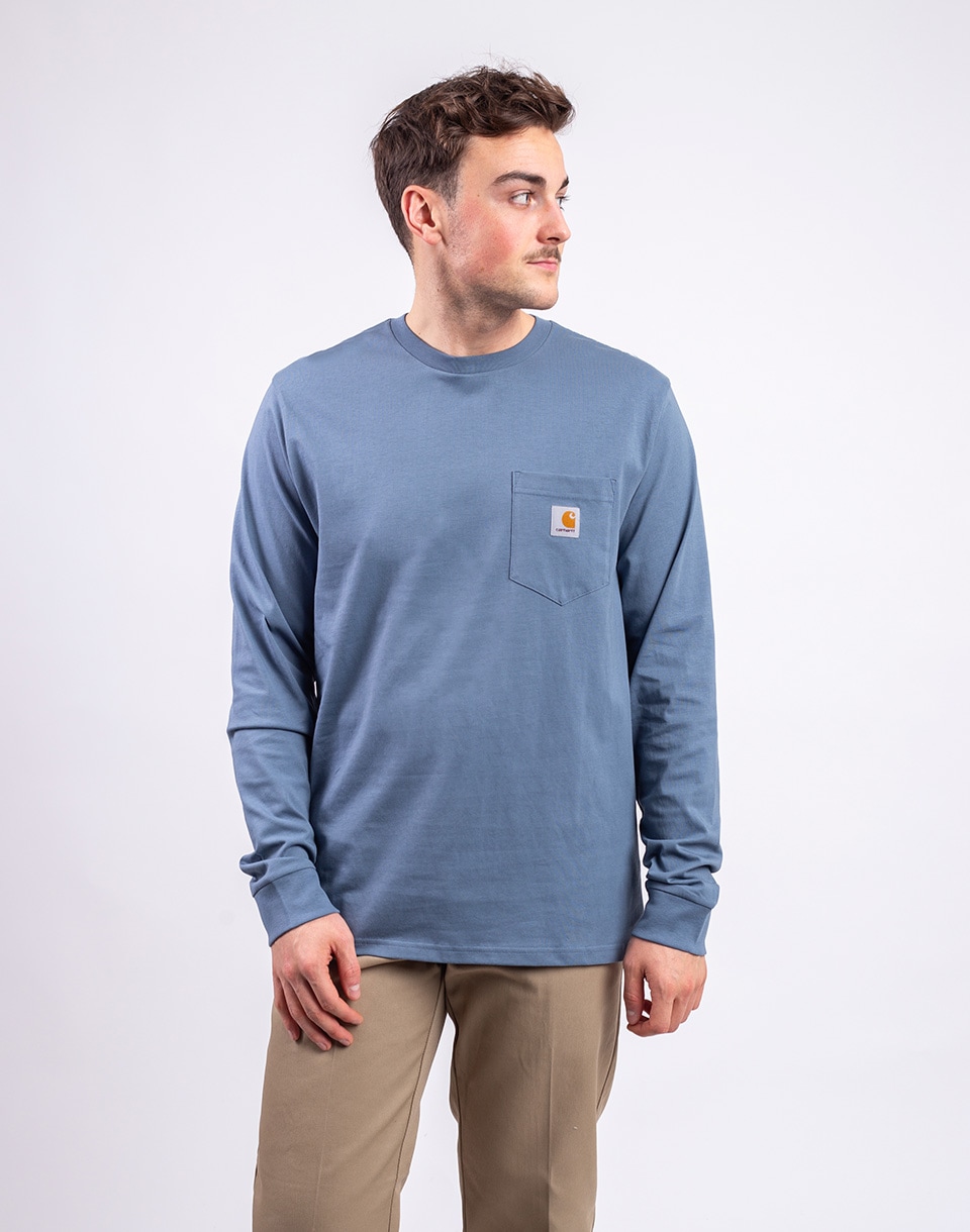 Tričko Carhartt WIP L/S Pocket T-Shirt Velvet Blue