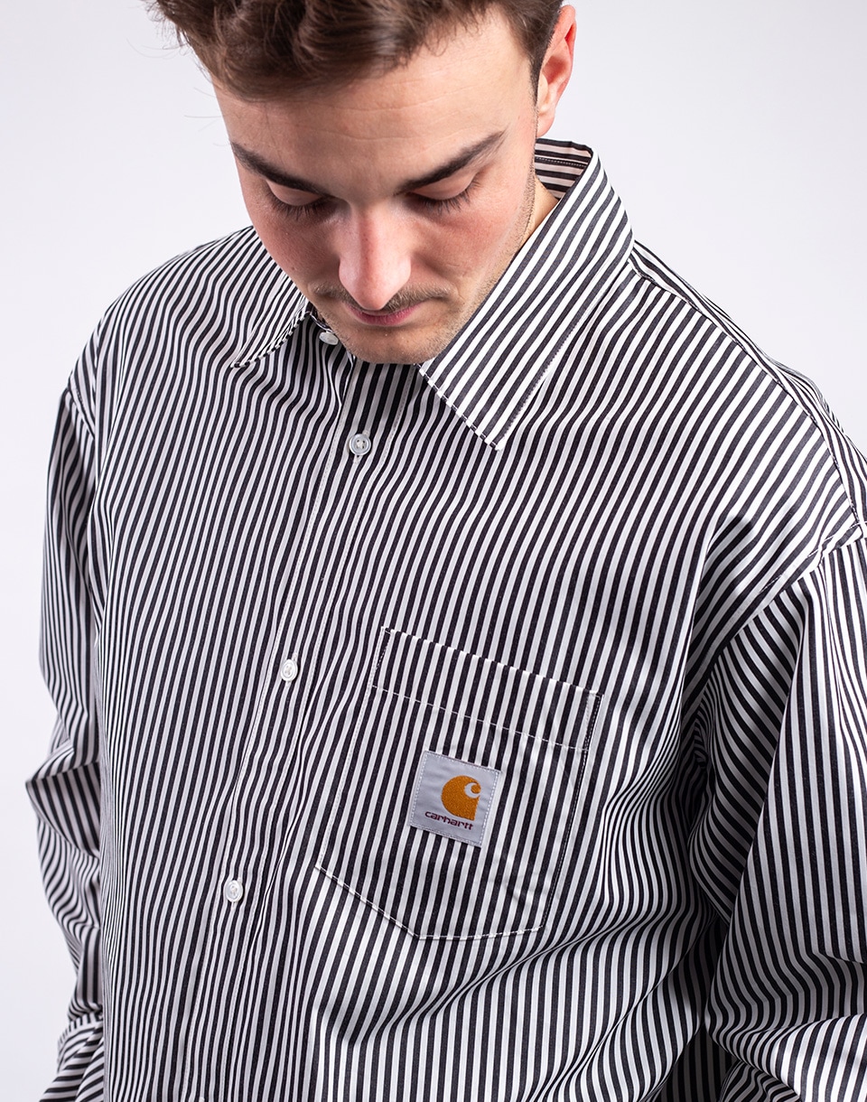 Carhartt WIP L/S Daldry Shirt Daldry Stripe, Black/Wax L