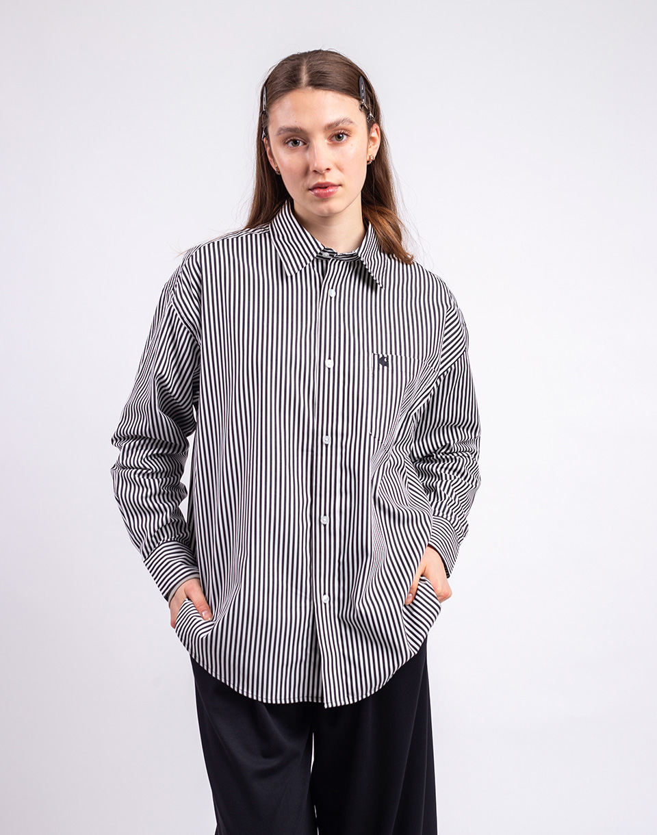 Carhartt WIP W' L/S Daldry Shirt Daldry Stripe, Black/Wax M
