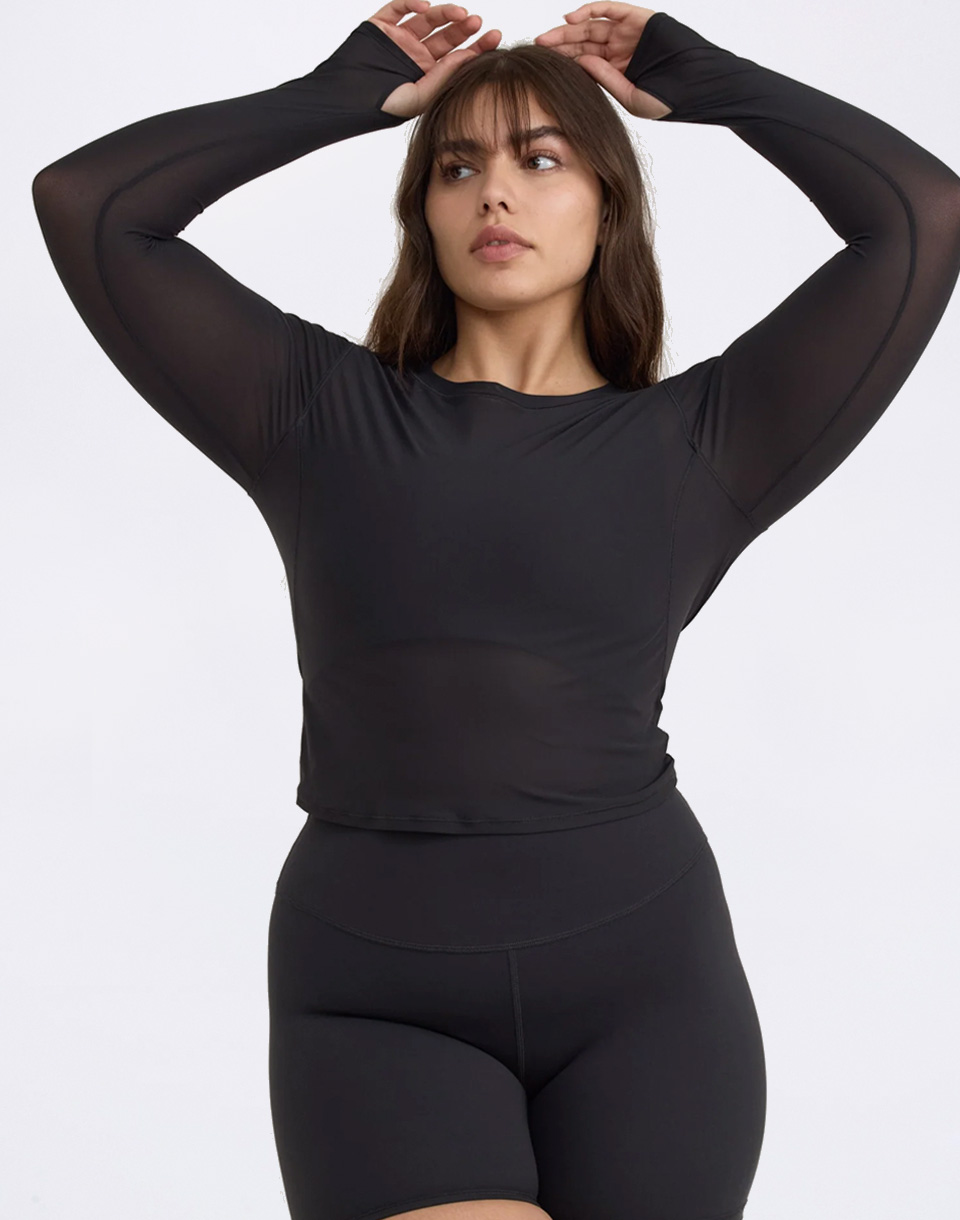 Organic Basics Active Mesh Long Sleeve Tee Black S