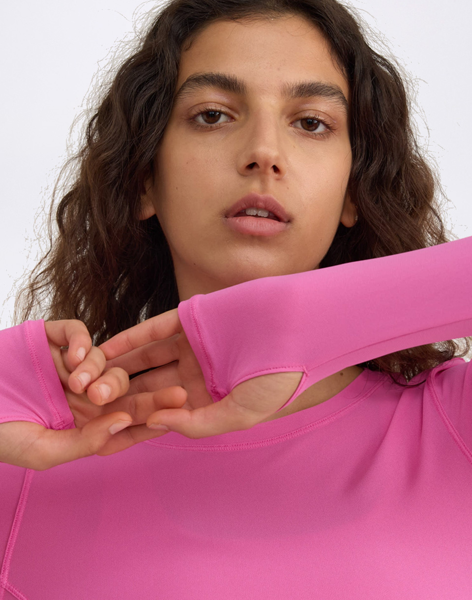 Organic Basics Active Mesh Long Sleeve Tee Pink L