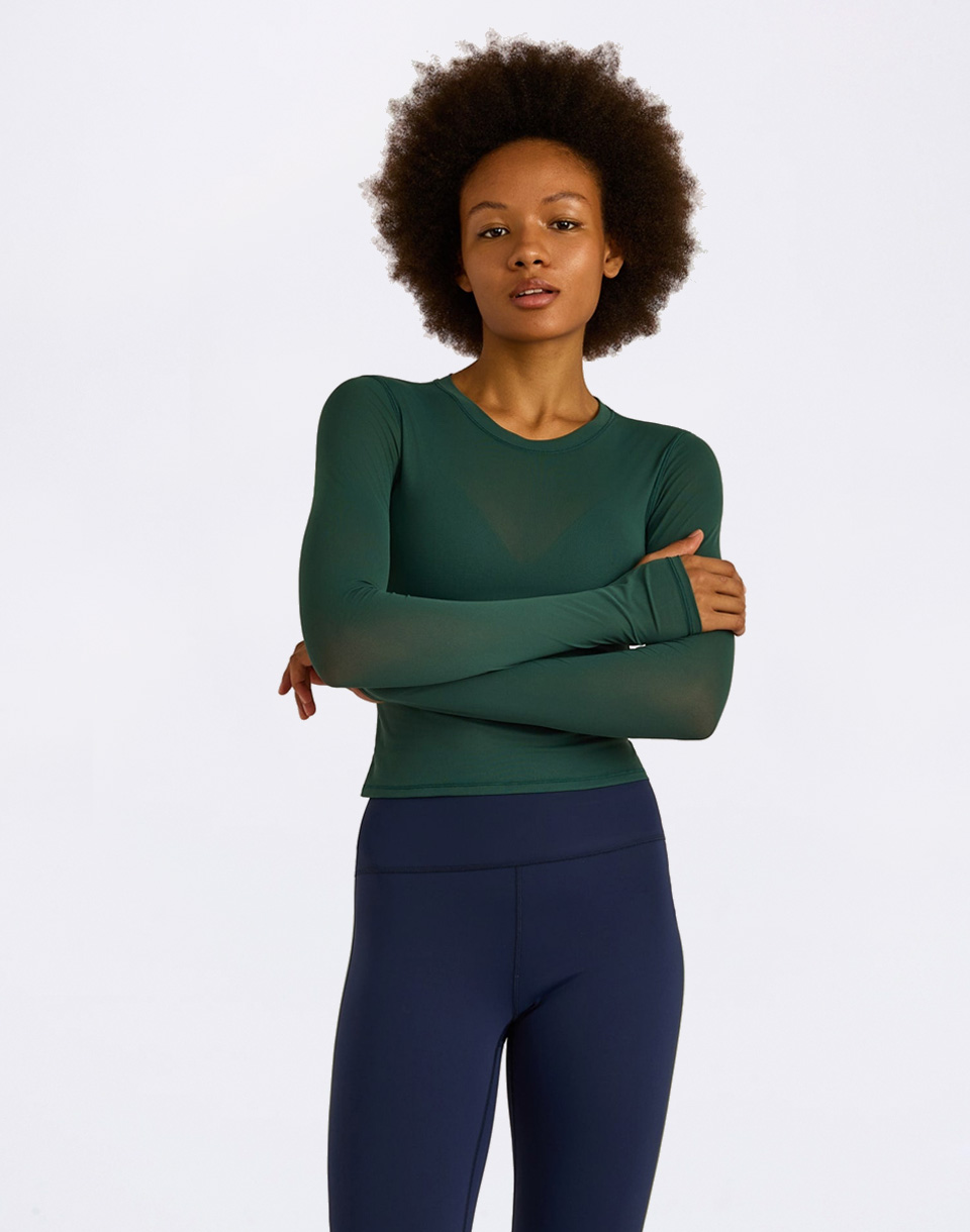 Organic Basics Active Mesh Long Sleeve Tee Deep Forest L