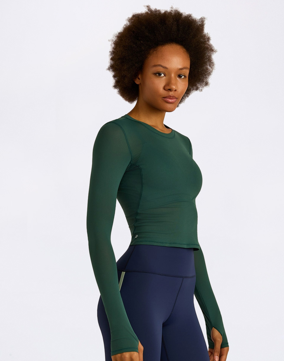 Tričko Organic Basics Active Mesh Long Sleeve Tee Deep Forest