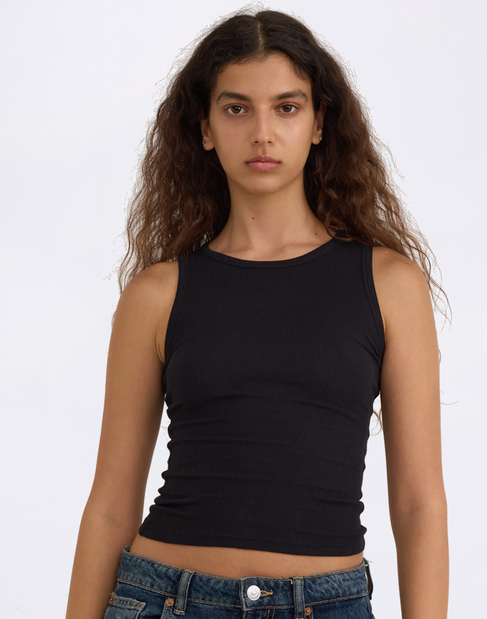 Organic Basics Core Rib Tank Top Black M