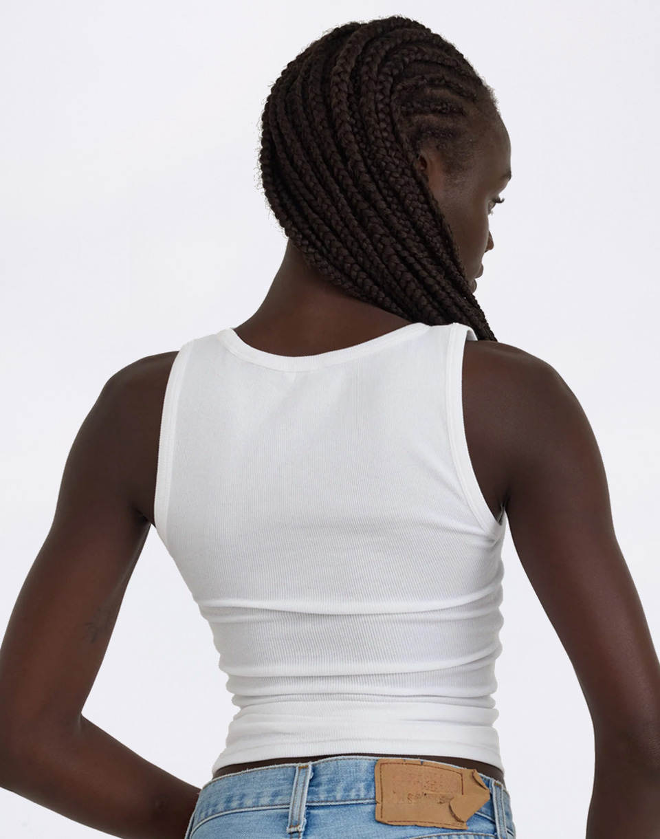 Organic Basics Core Rib Tank Top White M