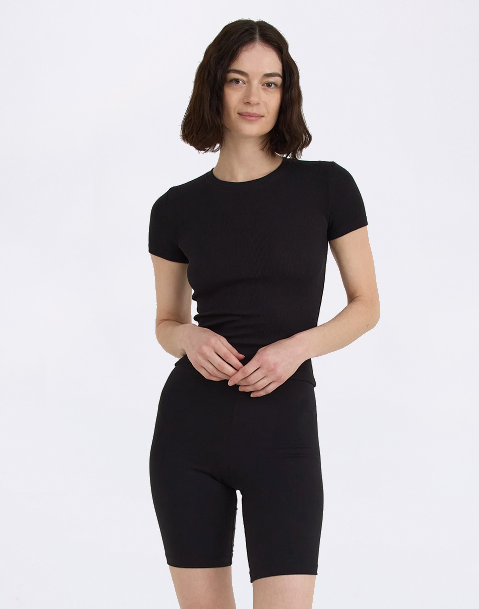 Tričko Organic Basics Core Rib Tee Black