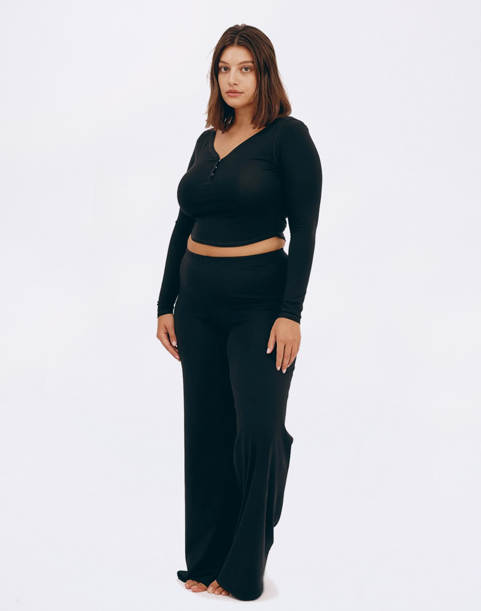 Organic Basics Core Sport Henley Long-Sleeve Tee Black M