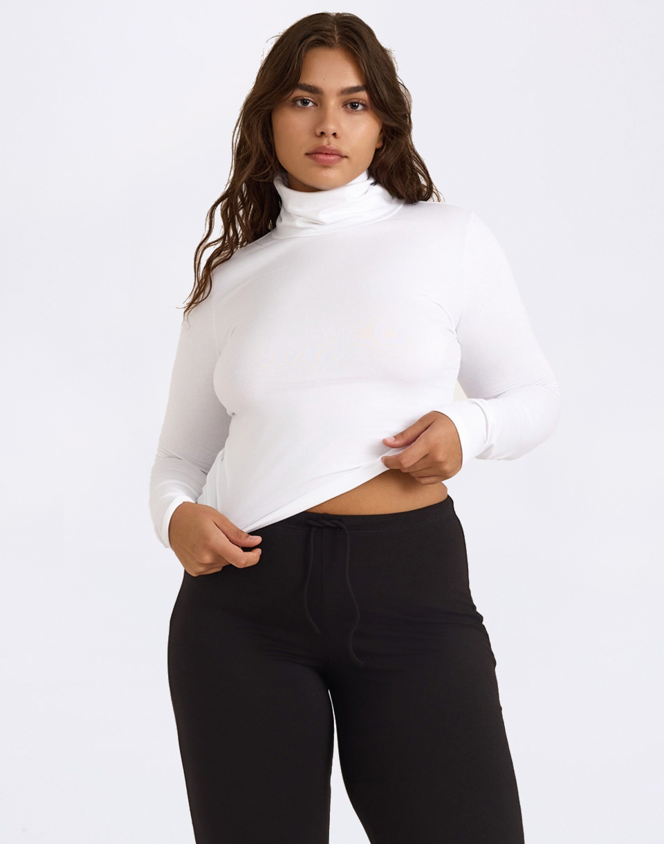 Tričko Organic Basics Everyday Turtleneck White