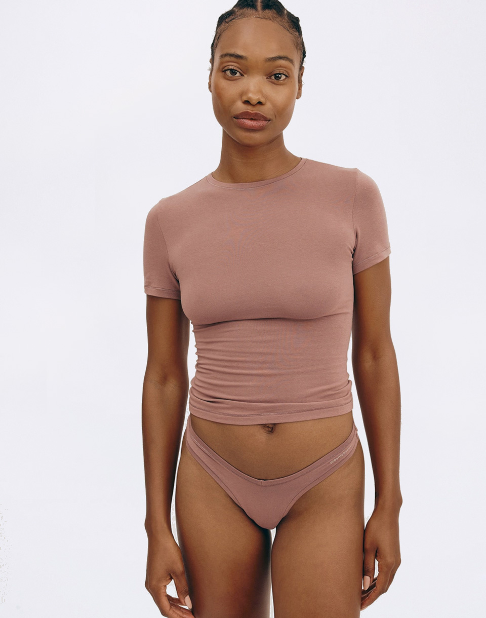 Tričko Organic Basics Flex Tee Rose Wood