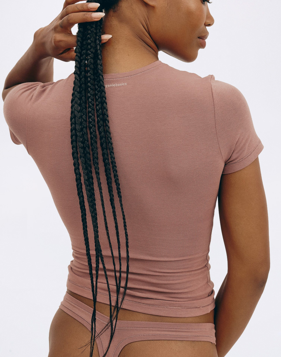 Organic Basics Flex Tee Rose Wood M