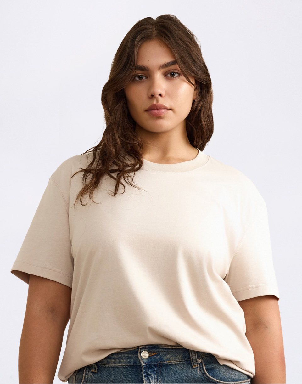 Organic Basics True Heavy Boxy Tee Sandstone S