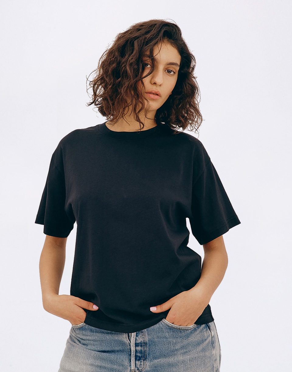 Tričko Organic Basics True Boxy Tee Black