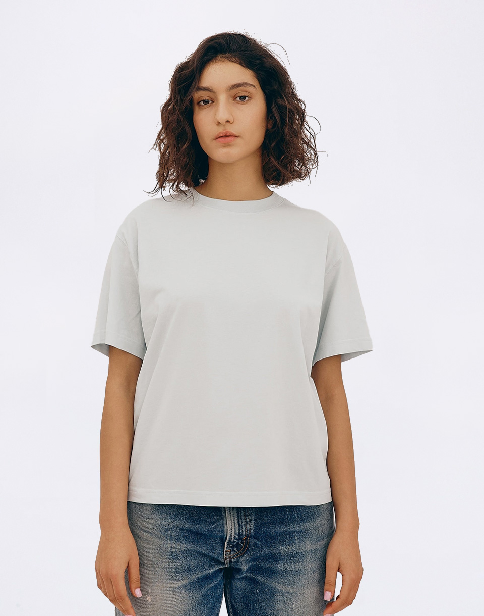 Tričko Organic Basics True Boxy Tee Light Blue
