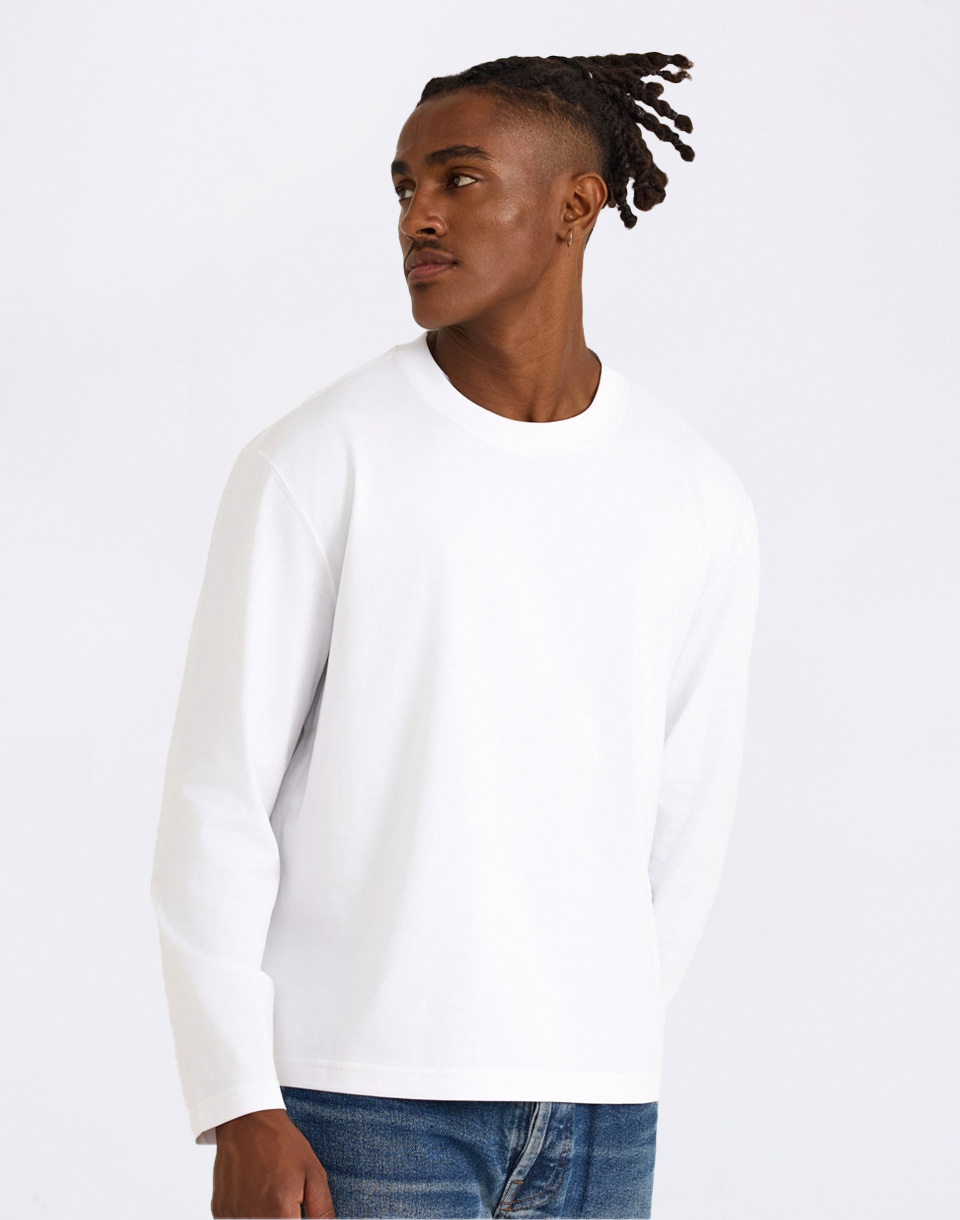 Organic Basics True Heavy Boxy Fit Long Sleeve Tee White S