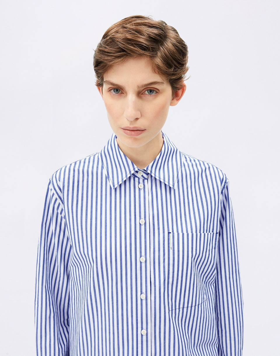 Armedangels Striped Loose Fit Blouse 2688 white-dynamo blue S