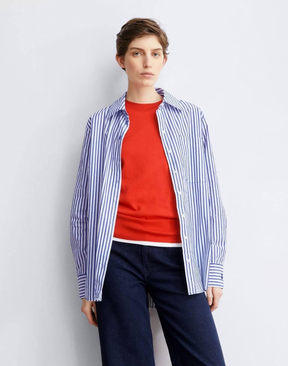 Armedangels Striped Loose Fit Blouse 2688 white-dynamo blue S