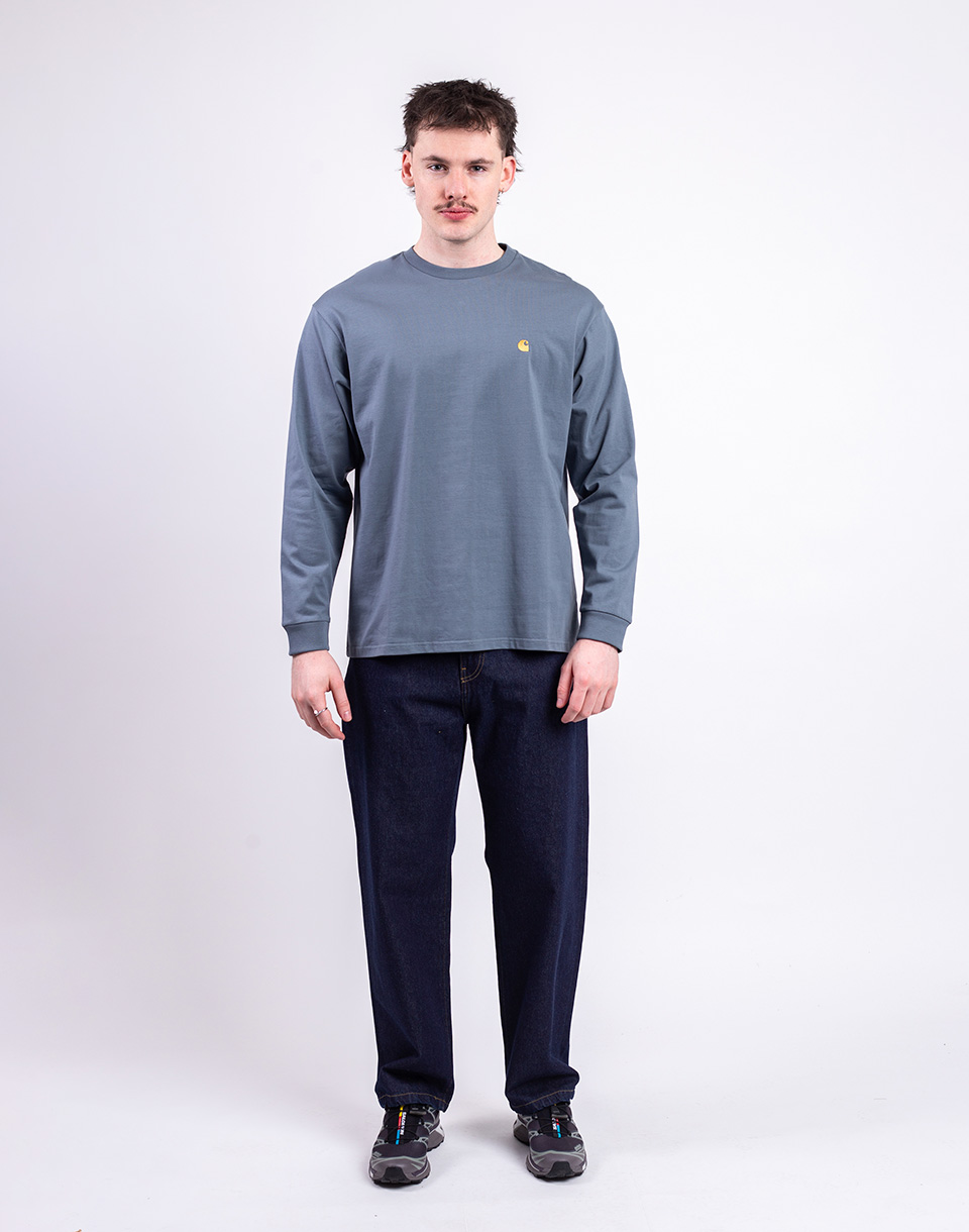 Carhartt WIP L/S Chase T-Shirt Cozy Blue/Gold M