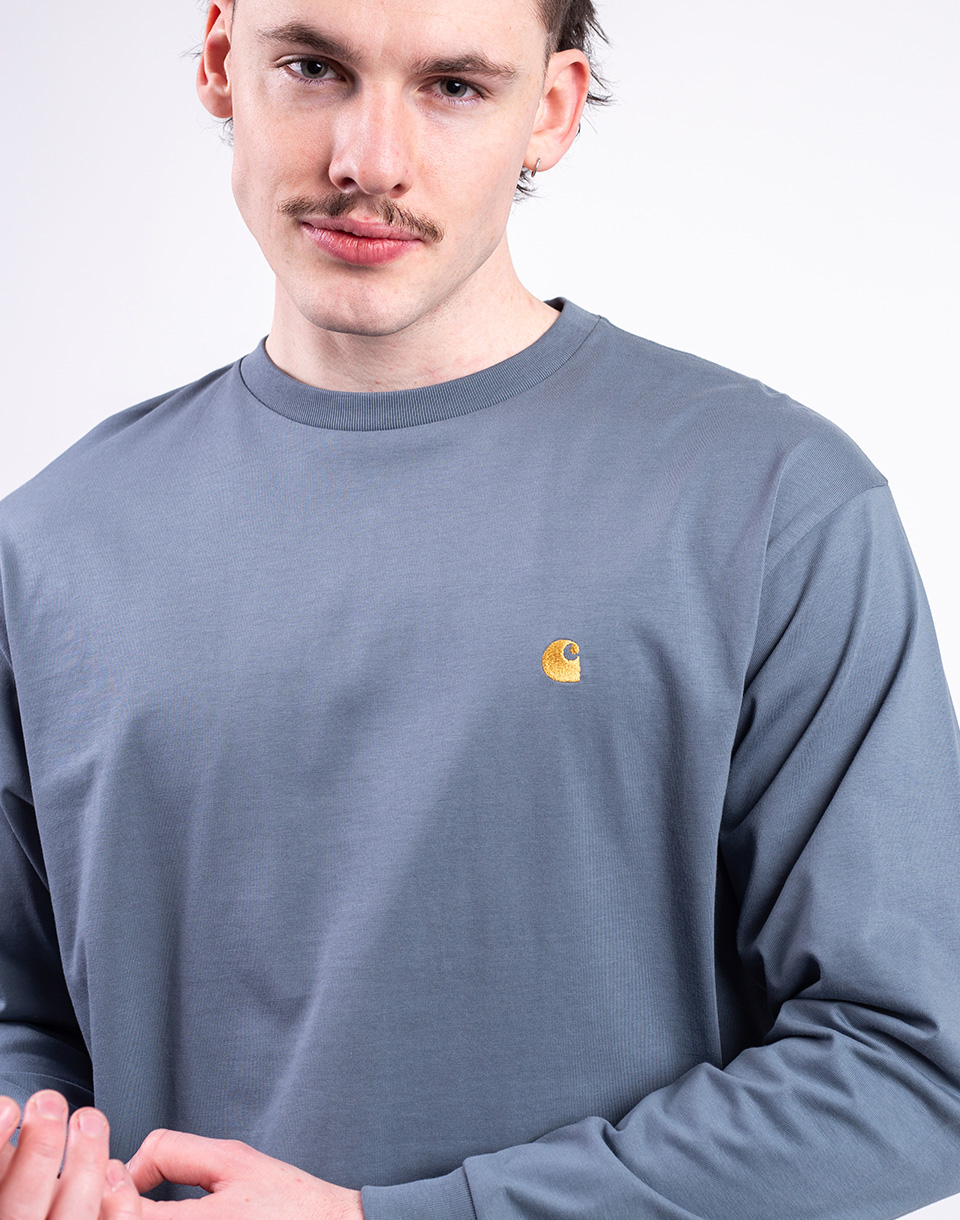 Carhartt WIP L/S Chase T-Shirt Cozy Blue/Gold M