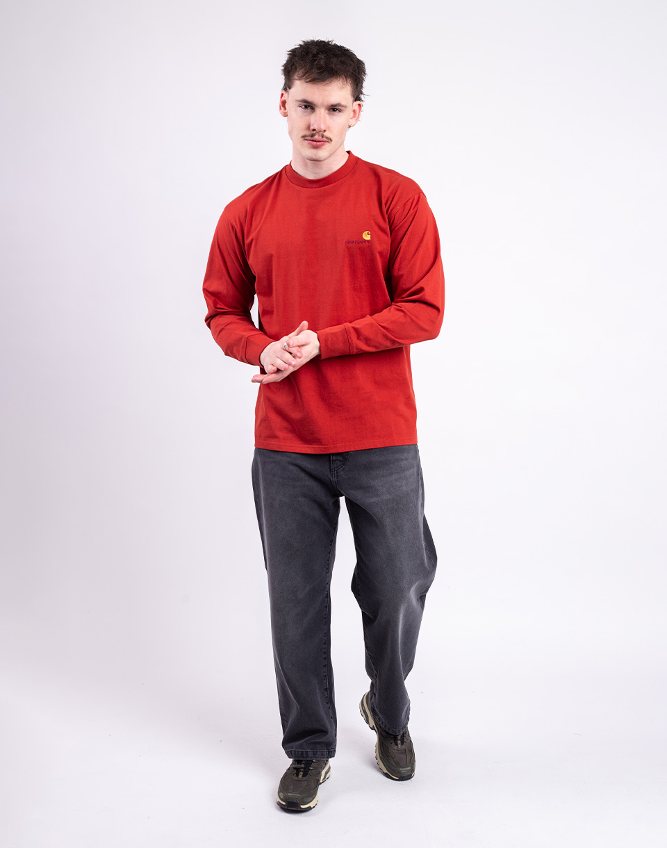 Carhartt WIP L/S American Script T-Shirt Oxide Red M