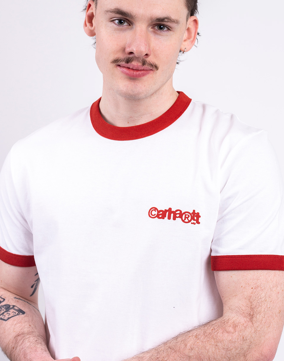 Carhartt WIP S/S Ip Ringer T-Shirt White/Red/Red M