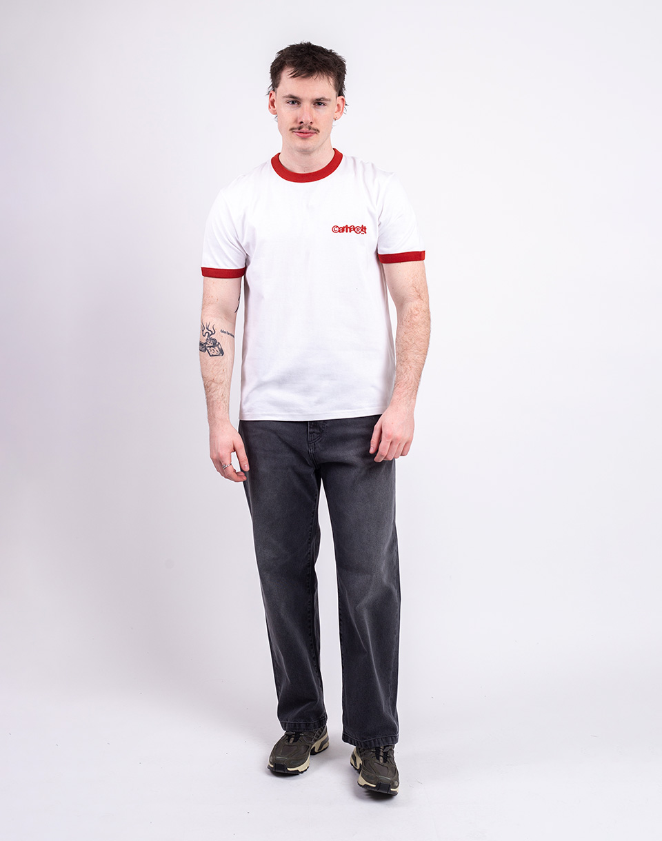 Carhartt WIP S/S Ip Ringer T-Shirt White/Red/Red M