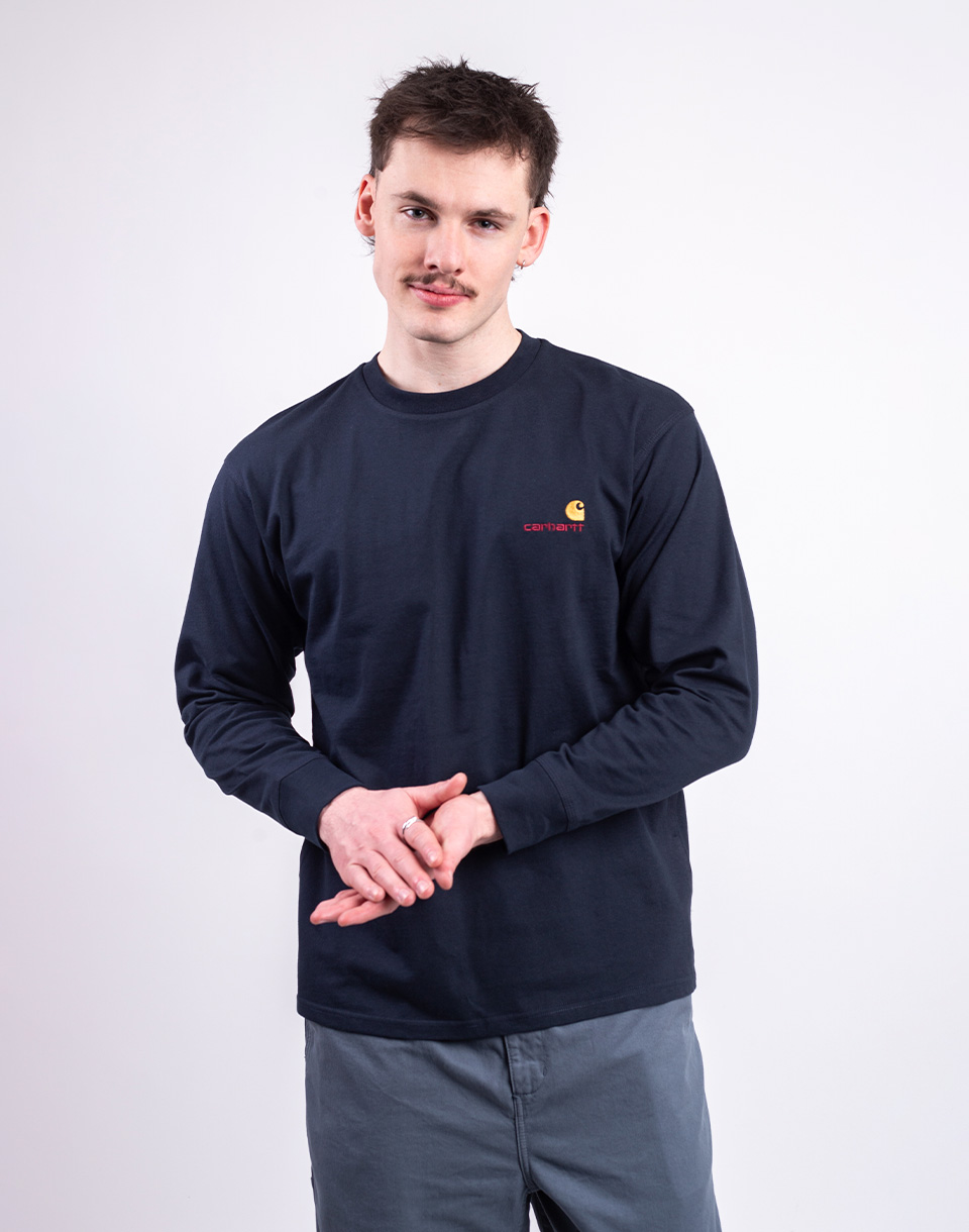 Tričko Carhartt WIP L/S American Script T-Shirt Deep Night