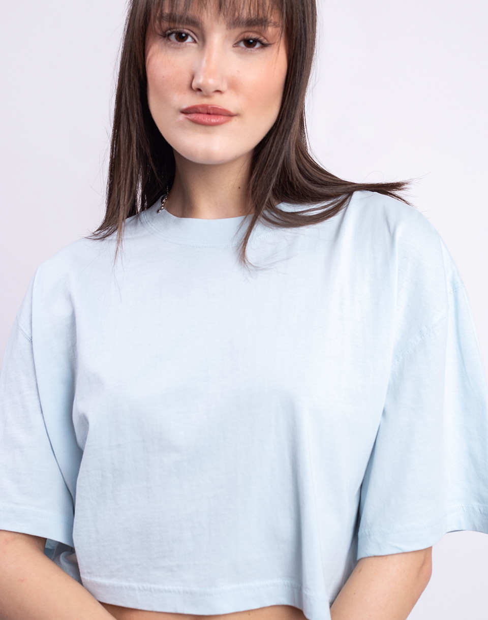 Organic Basics True Boxy Crop Tee Light Blue M