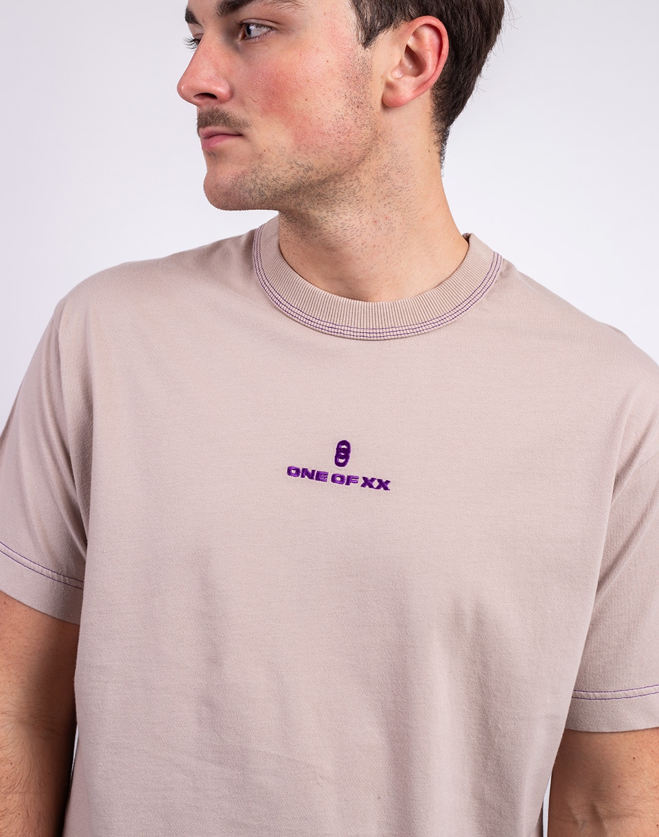 ONE OF XX Cement Purple Embroidered Loose Fit T-shirt Cement Purple M