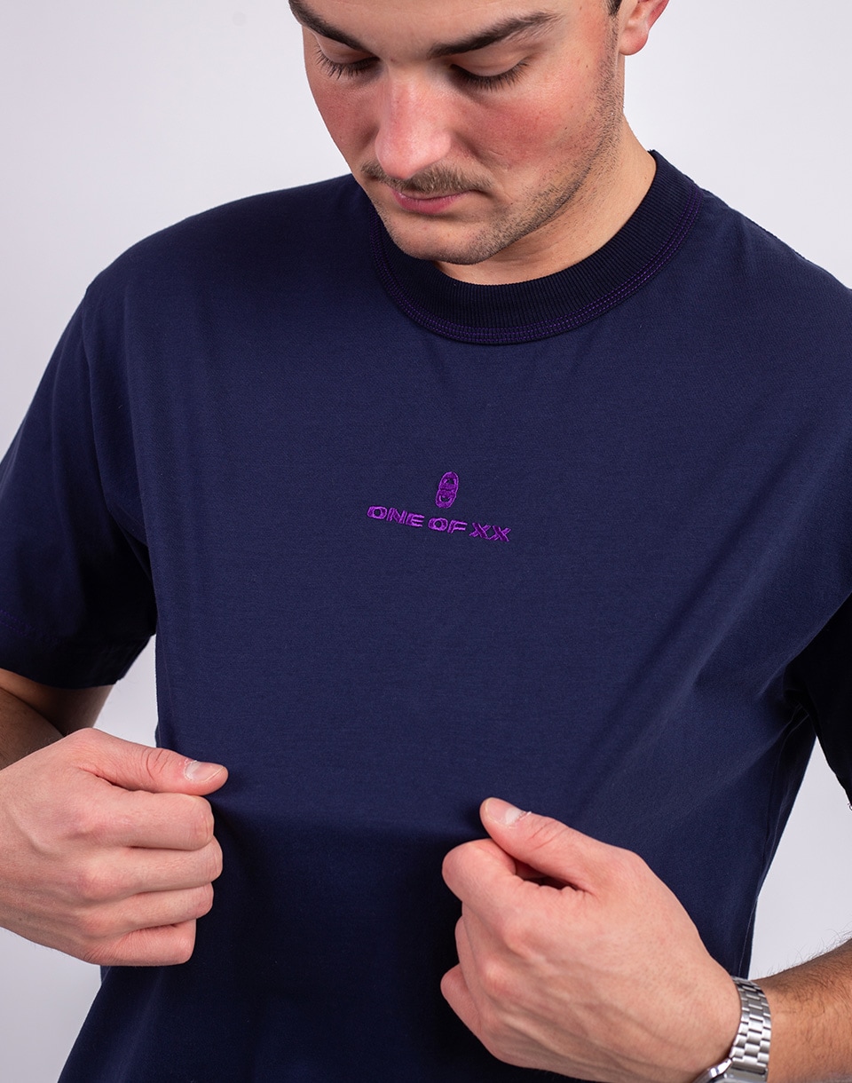 ONE OF XX Midnight Purple Embroidered Loose Fit T-shirt Midnight Purple L