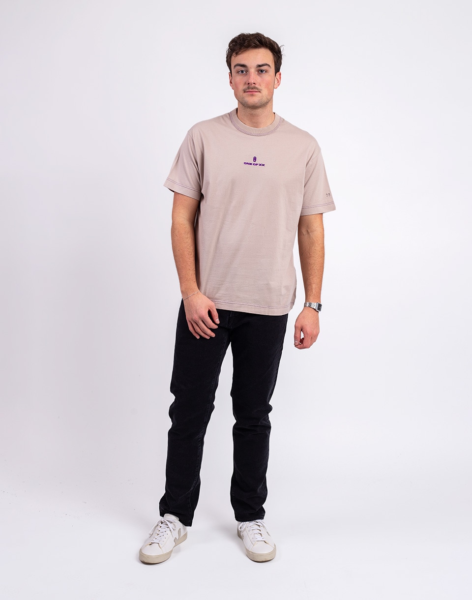 ONE OF XX Cement Purple Embroidered Loose Fit T-shirt Cement Purple M