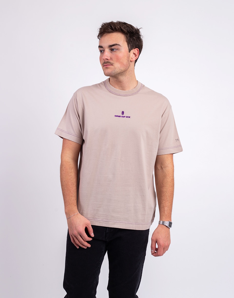 ONE OF XX Cement Purple Embroidered Loose Fit T-shirt Cement Purple M