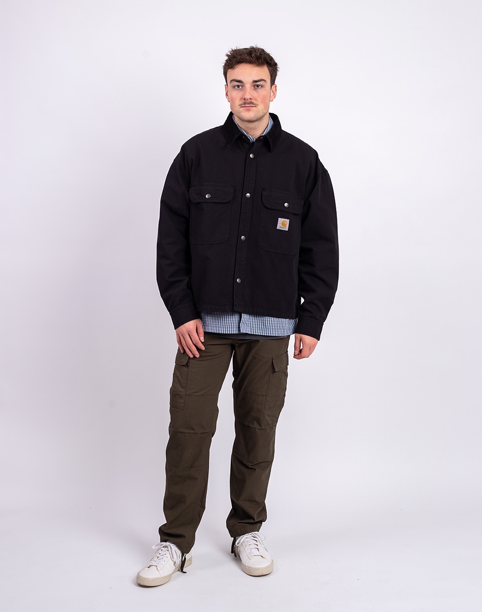 Carhartt WIP Košeľová bunda Prescott Black/Black garment dyed M