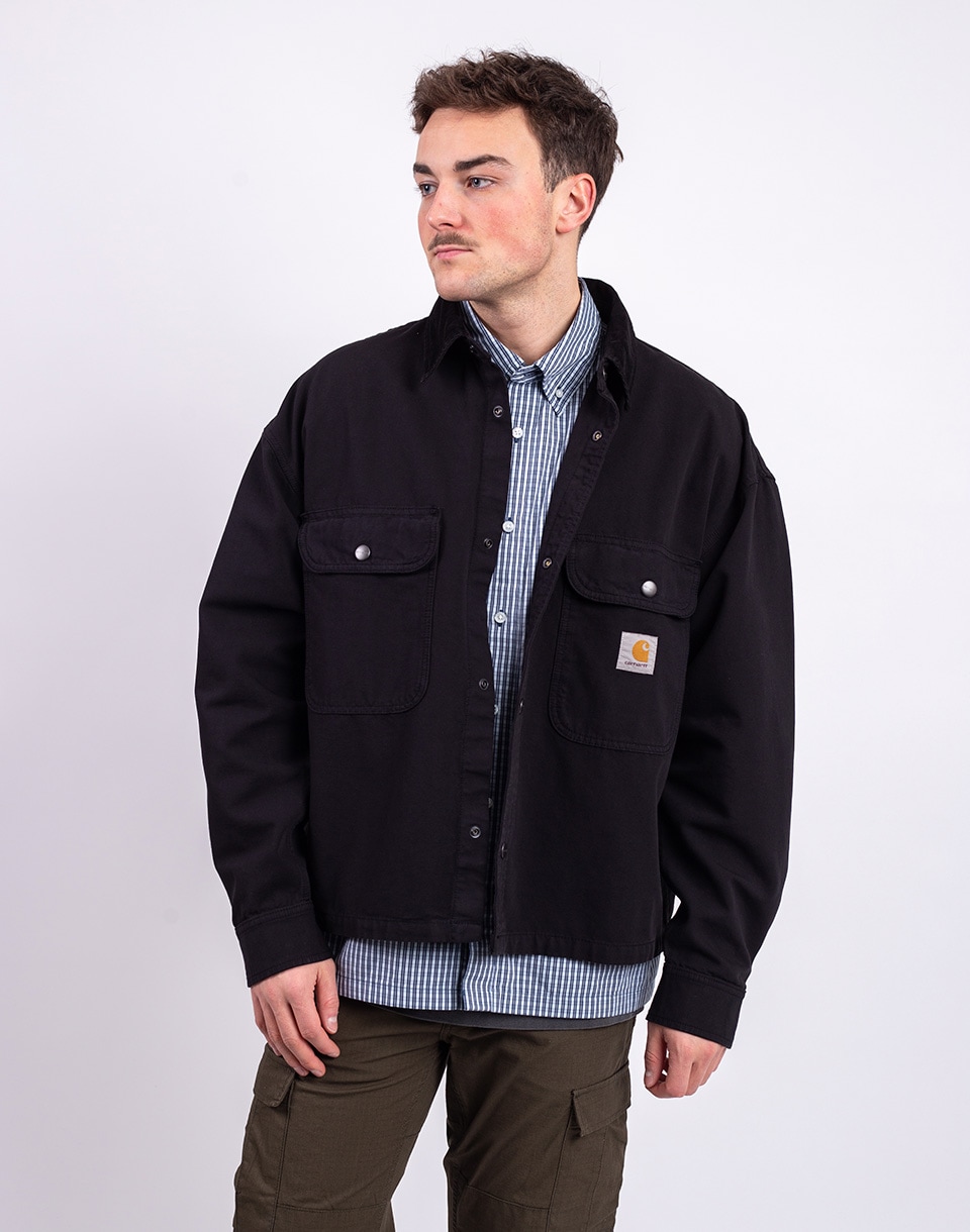 Carhartt WIP Košeľová bunda Prescott Black/Black garment dyed M