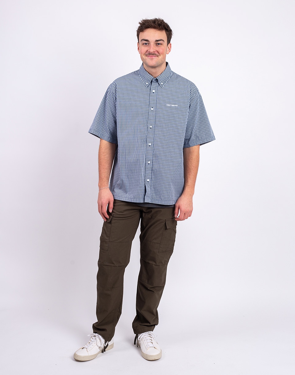 Carhartt WIP S/S Groff Shirt Groff Check, Blue river S
