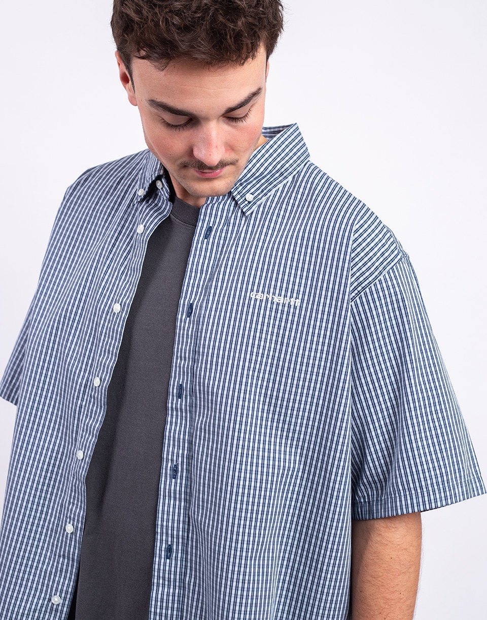 Carhartt WIP S/S Groff Shirt Groff Check, Blue river S