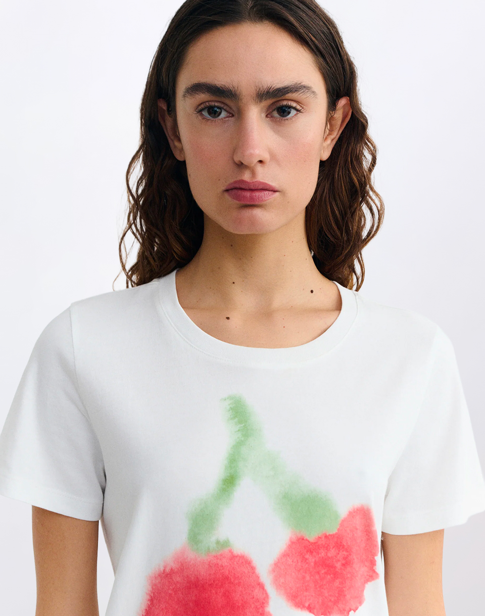 Thinking MU Blurry Cherry Ida Tee WHITE S