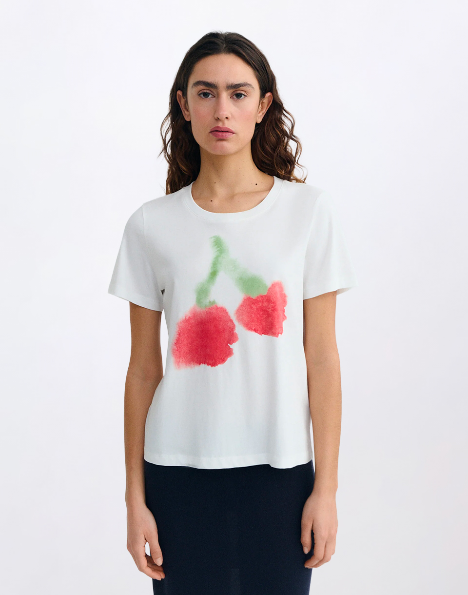 Tričko Thinking MU Blurry Cherry Ida Tee WHITE