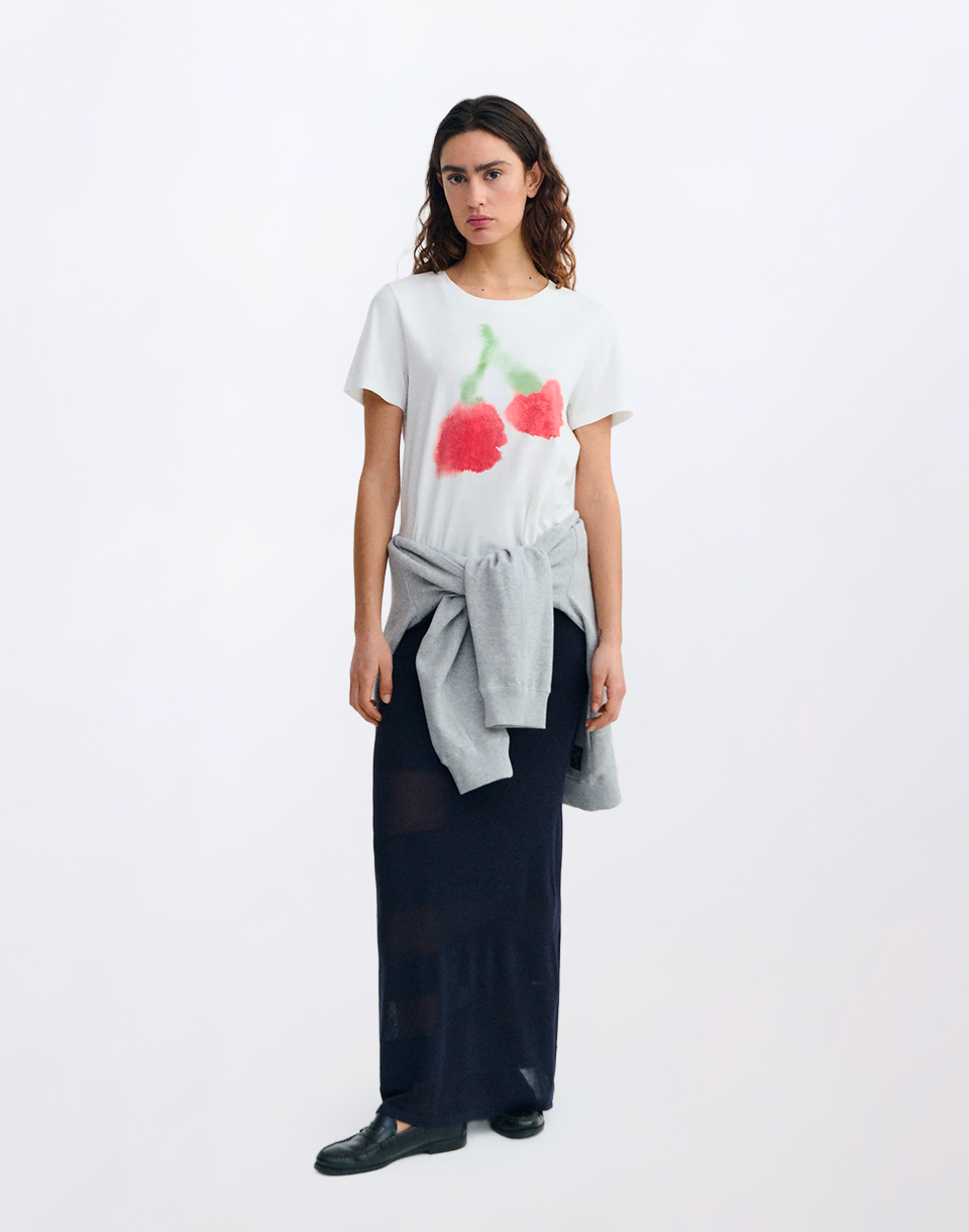 Thinking MU Blurry Cherry Ida Tee WHITE S