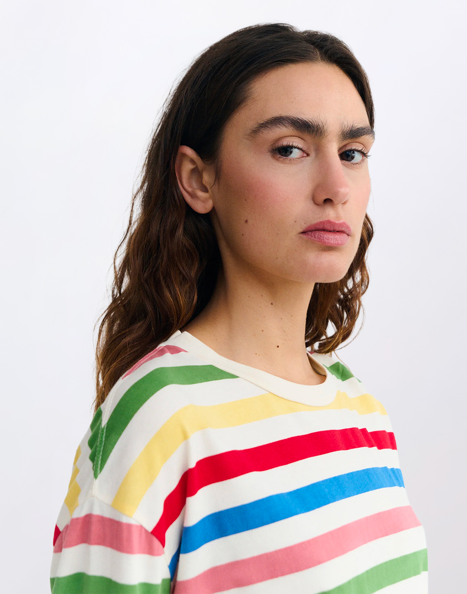 Thinking MU Emily Multicolor Striped Long Sleeve T-Shirt STRIPES M