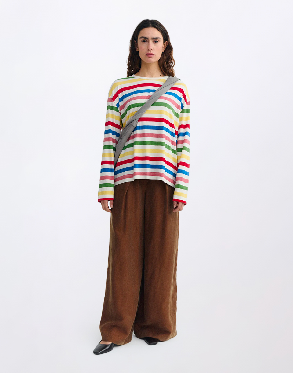 Thinking MU Emily Multicolor Striped Long Sleeve T-Shirt STRIPES M
