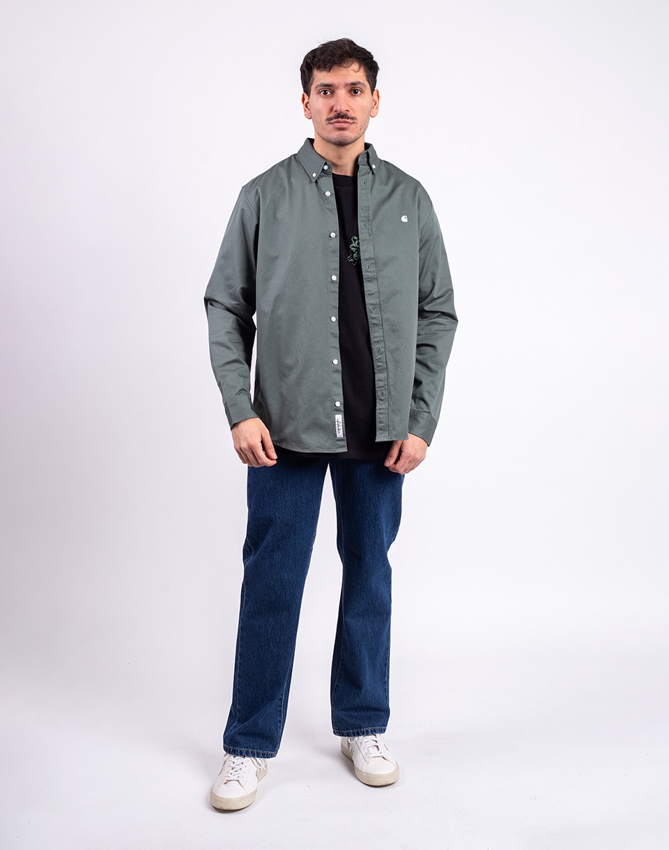 Carhartt WIP L/S Madison Shirt Velvet Green/White S
