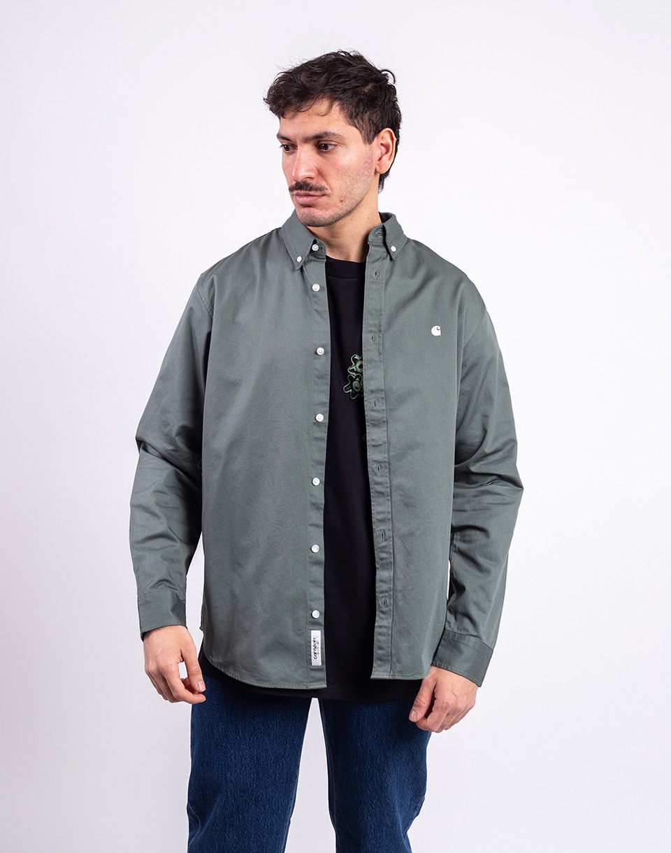 Carhartt WIP L/S Madison Shirt Velvet Green/White S