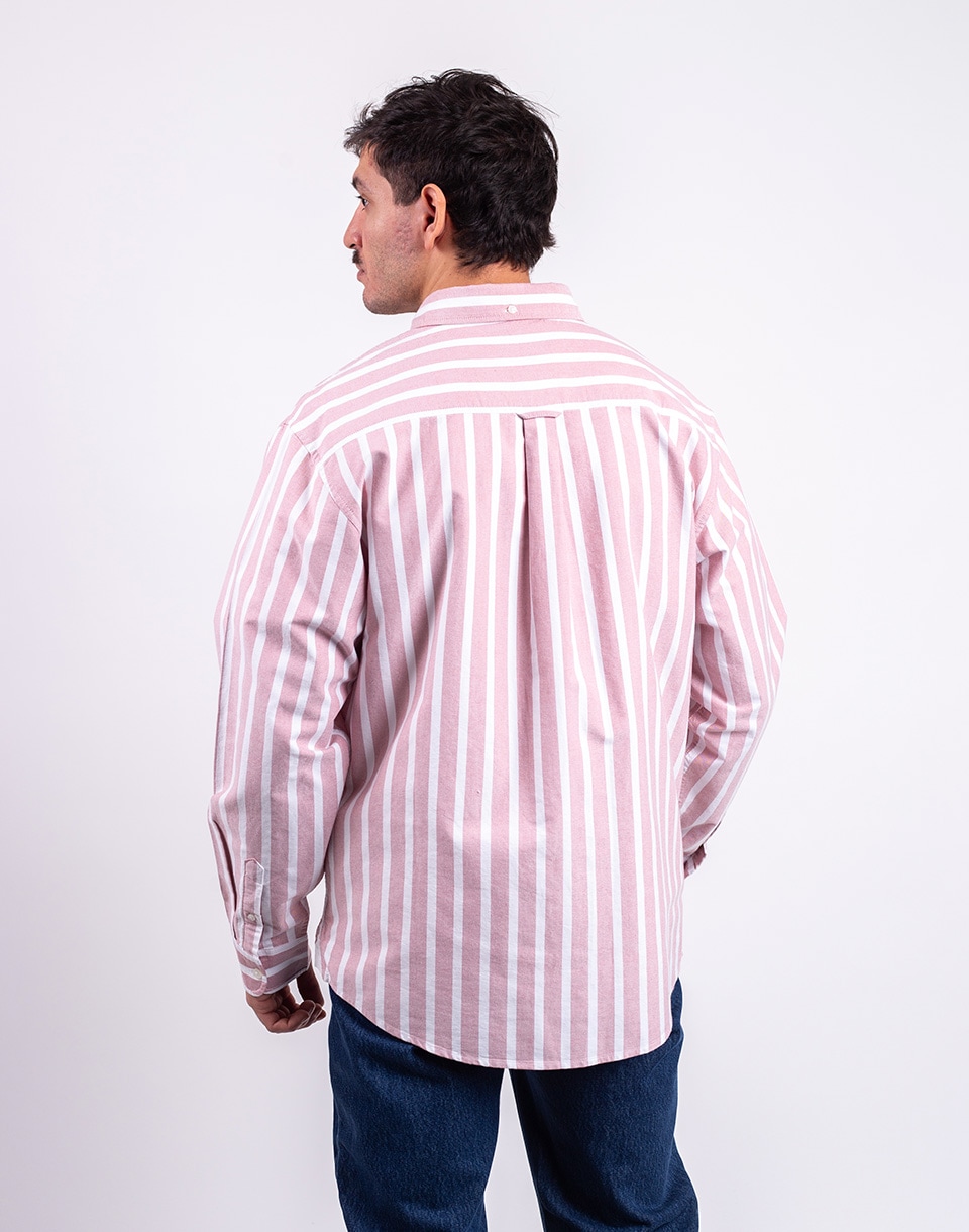 Carhartt WIP L/S Deven Shirt Deven Stripe, Oxide Red M