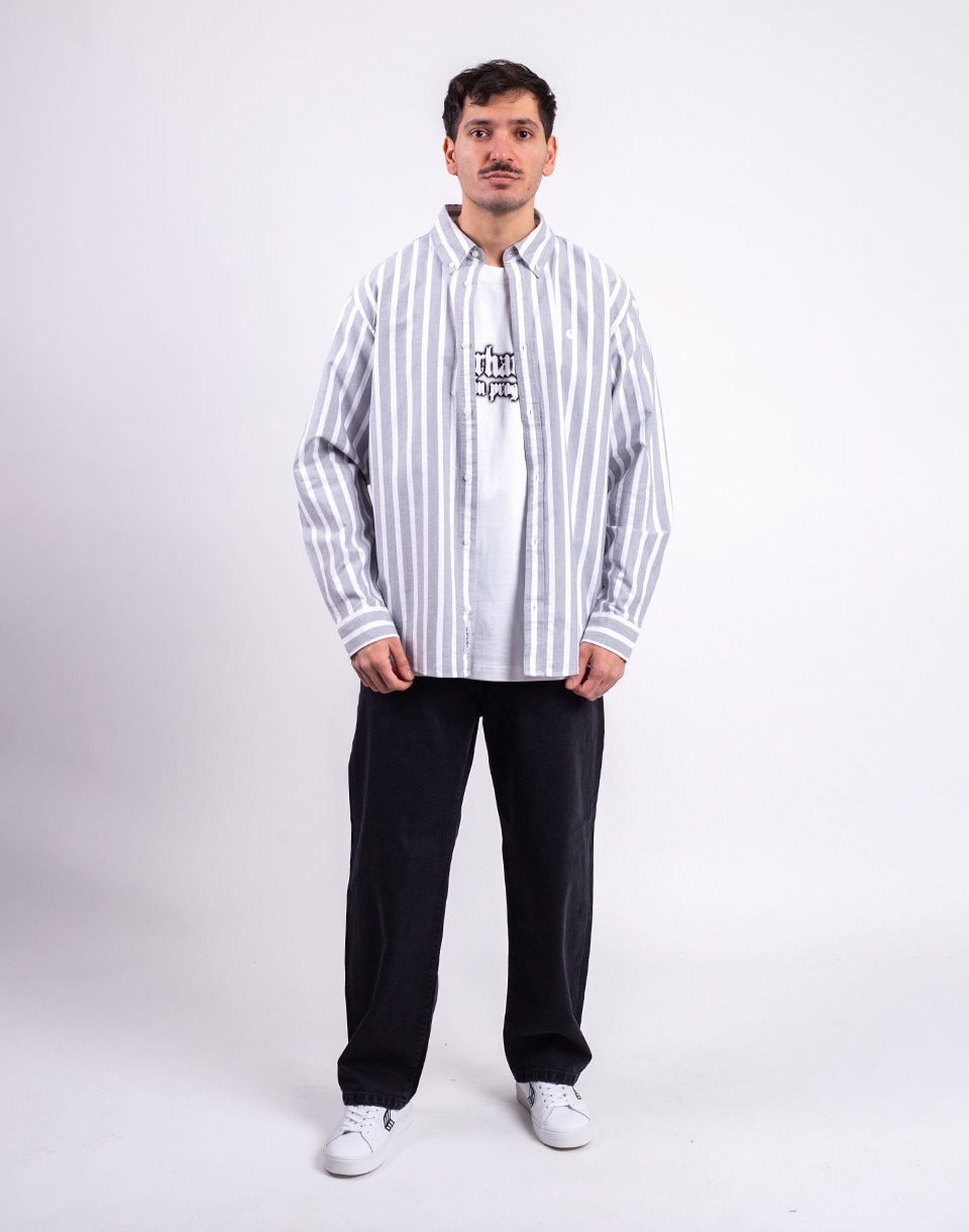 Carhartt WIP L/S Deven Shirt Deven Stripe, Black/White M