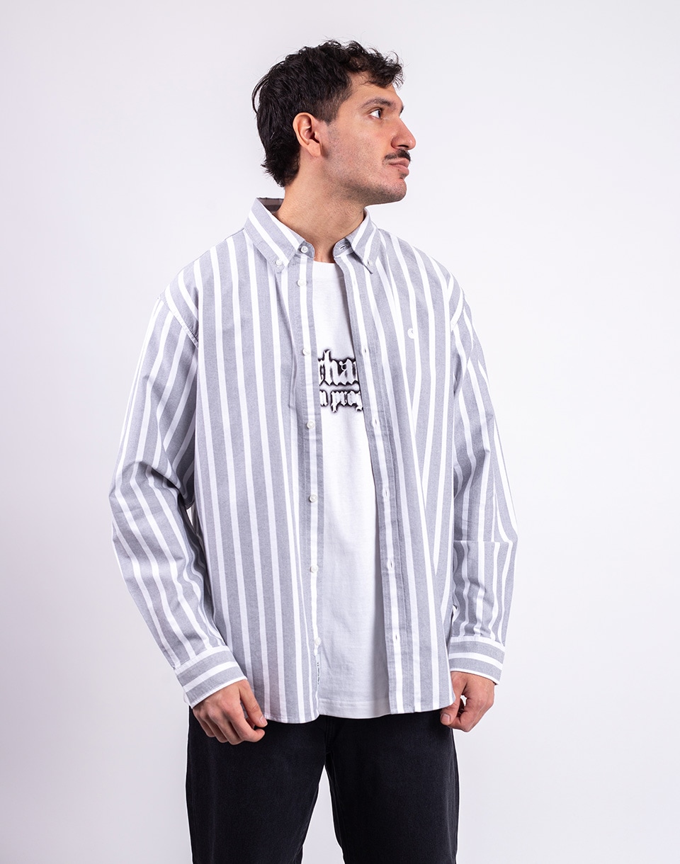 Carhartt WIP L/S Deven Shirt Deven Stripe, Black/White M